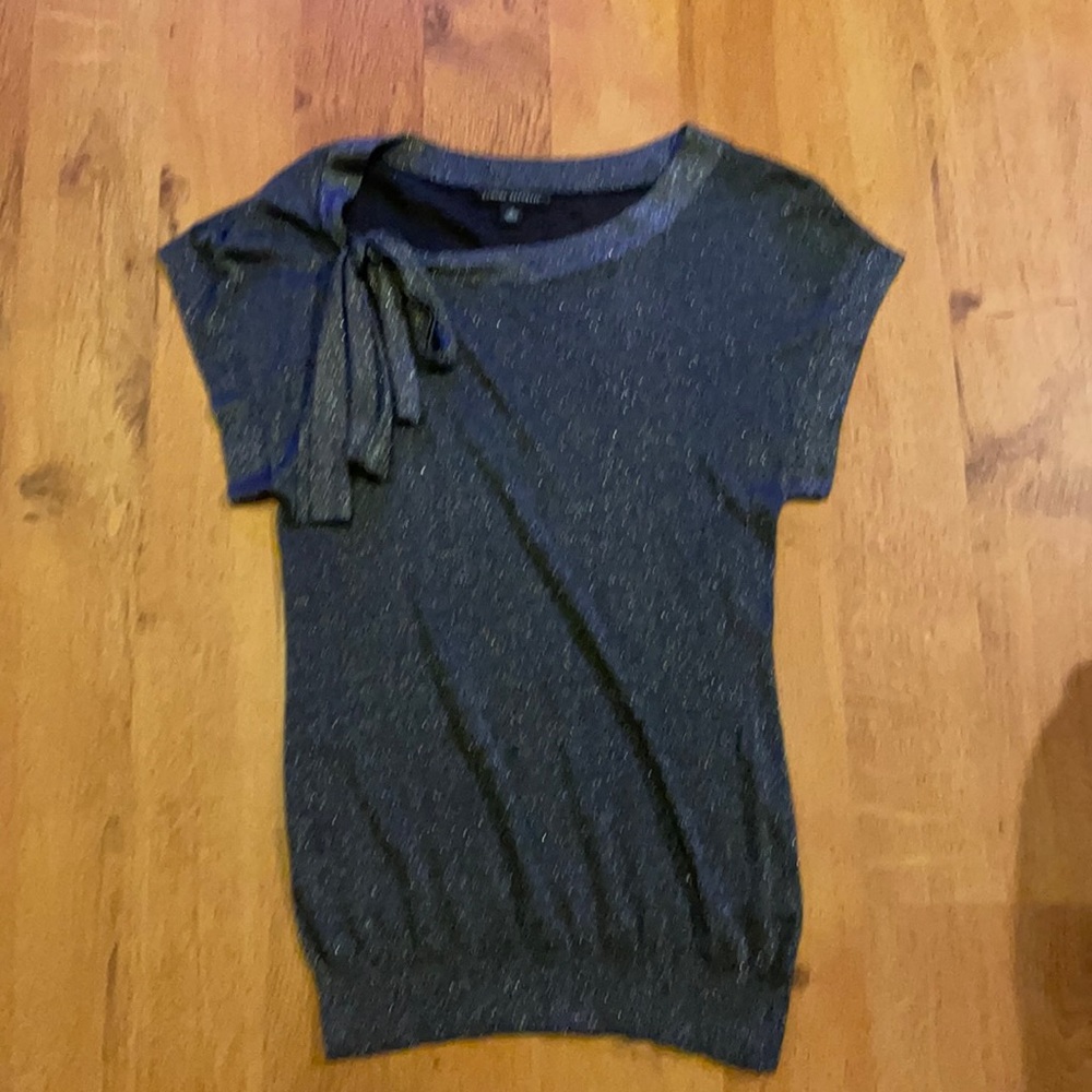 Lightweight navy blue and silver sweater top